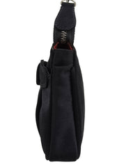Satin Gancini Plate Chain Handbag, Black