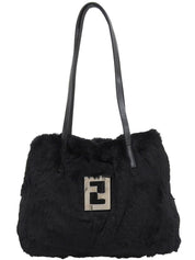 Lapin Fur FF Logo Plate 单肩包 黑色