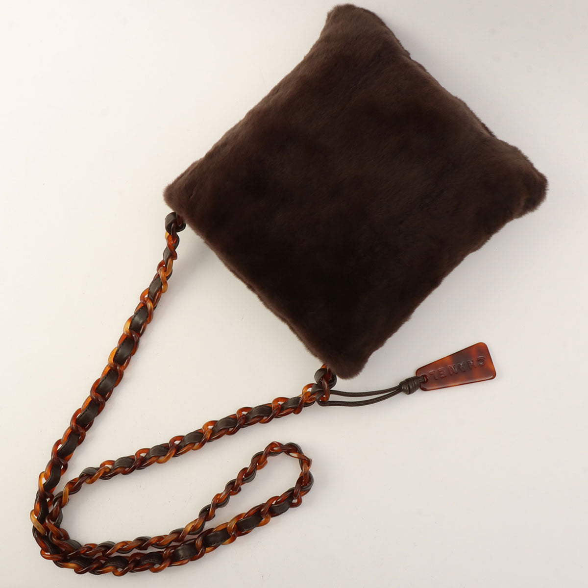 Circa 1998 Rabanne Fur Brown Marble Pattern Shoulder Bag Dark Brown