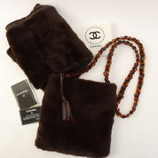 Circa 1998 Rabanne Fur Brown Marble Pattern Shoulder Bag Dark Brown