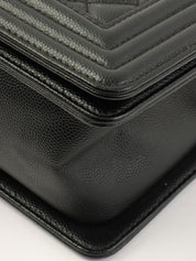 2003年頃製 キャビアスキンボーイシャネルチェーンショルダーバッグ ブラック