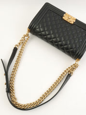 2003年頃製 キャビアスキンボーイシャネルチェーンショルダーバッグ ブラック