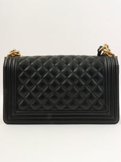 2003年頃製 キャビアスキンボーイシャネルチェーンショルダーバッグ ブラック