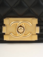 2003年頃製 キャビアスキンボーイシャネルチェーンショルダーバッグ ブラック