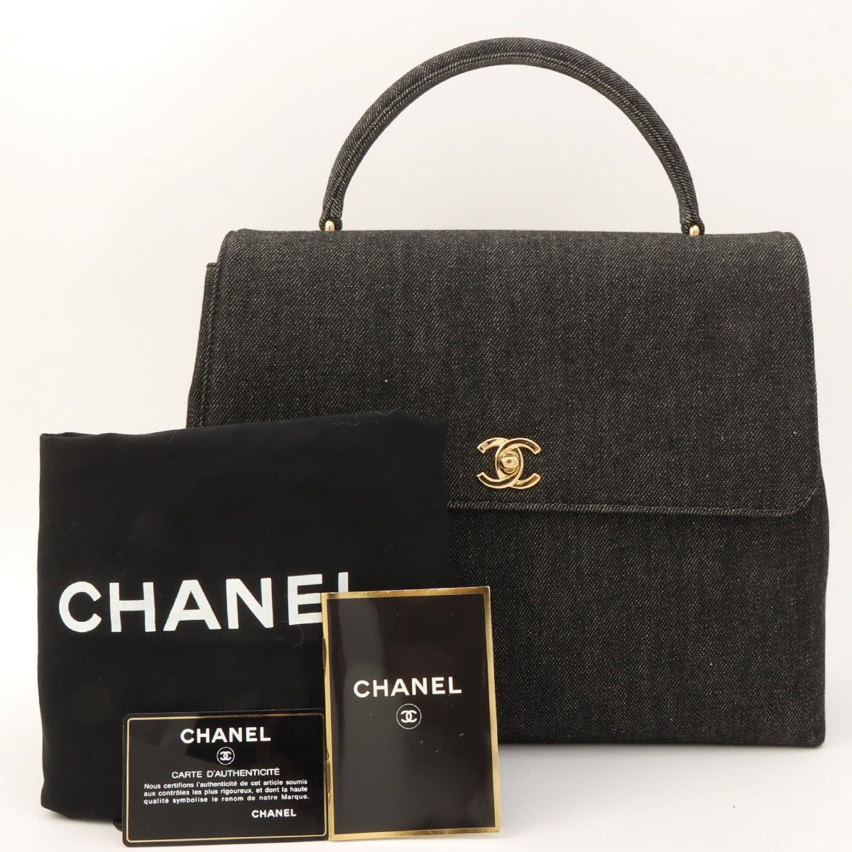 1998 Denim CC Turnlock Handbag Black