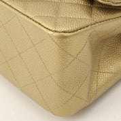 Caviar Skin Classic Flap Chain Bag Mini, Gold, circa 2015
