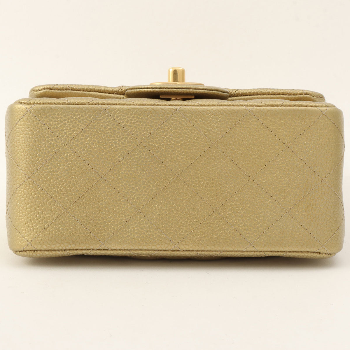 Caviar Skin Classic Flap Chain Bag Mini, Gold, circa 2015