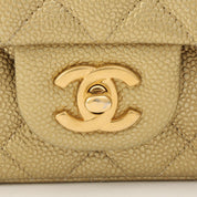Caviar Skin Classic Flap Chain Bag Mini, Gold, circa 2015