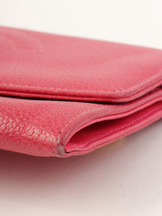 1997 Caviar Skin CC Mark Stitch Long Wallet in Fuchsia Pink