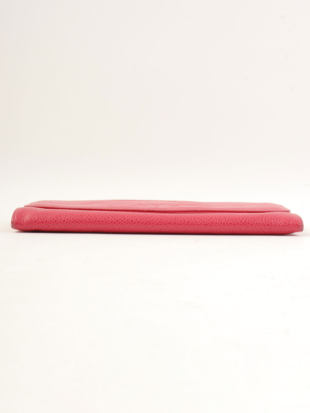 1997 Caviar Skin CC Mark Stitch Long Wallet in Fuchsia Pink