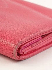 1997 Caviar Skin CC Mark Stitch Long Wallet in Fuchsia Pink