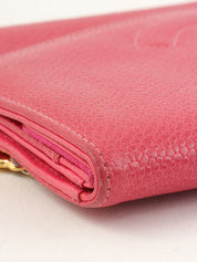 1997 Caviar Skin CC Mark Stitch Long Wallet in Fuchsia Pink