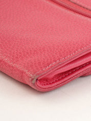 1997 Caviar Skin CC Mark Stitch Long Wallet in Fuchsia Pink