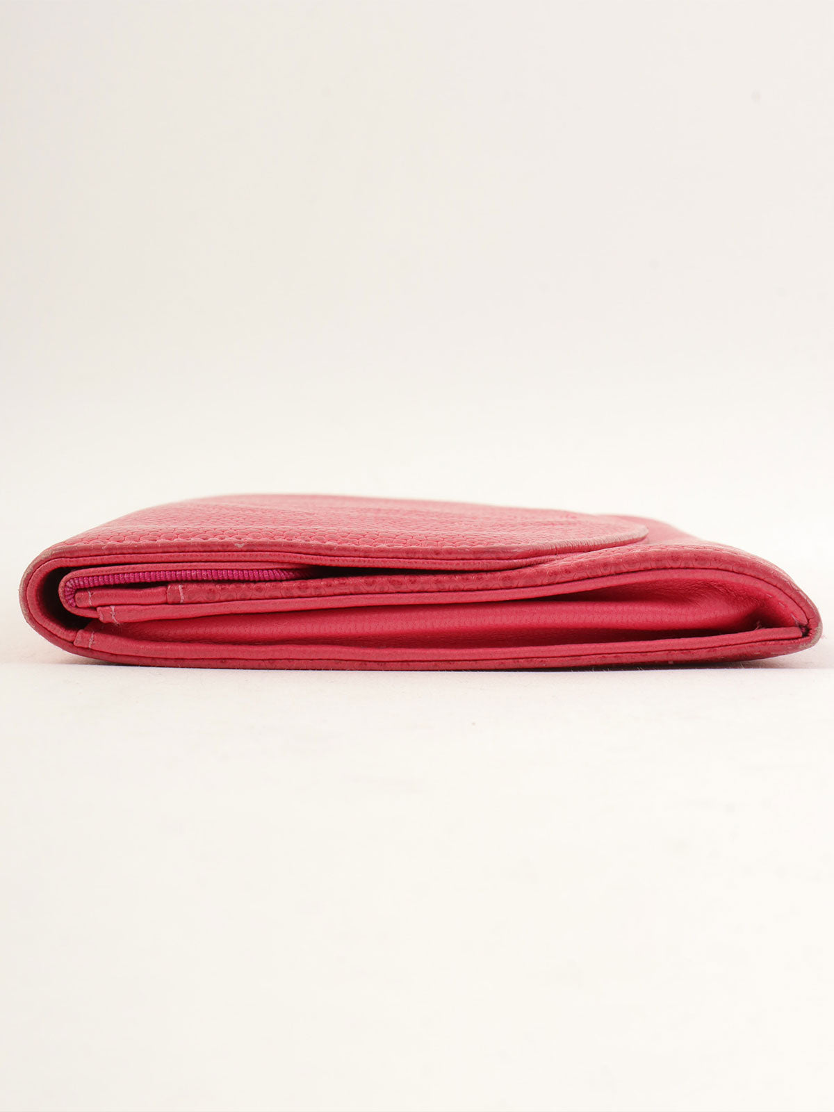 1997 Caviar Skin CC Mark Stitch Long Wallet in Fuchsia Pink