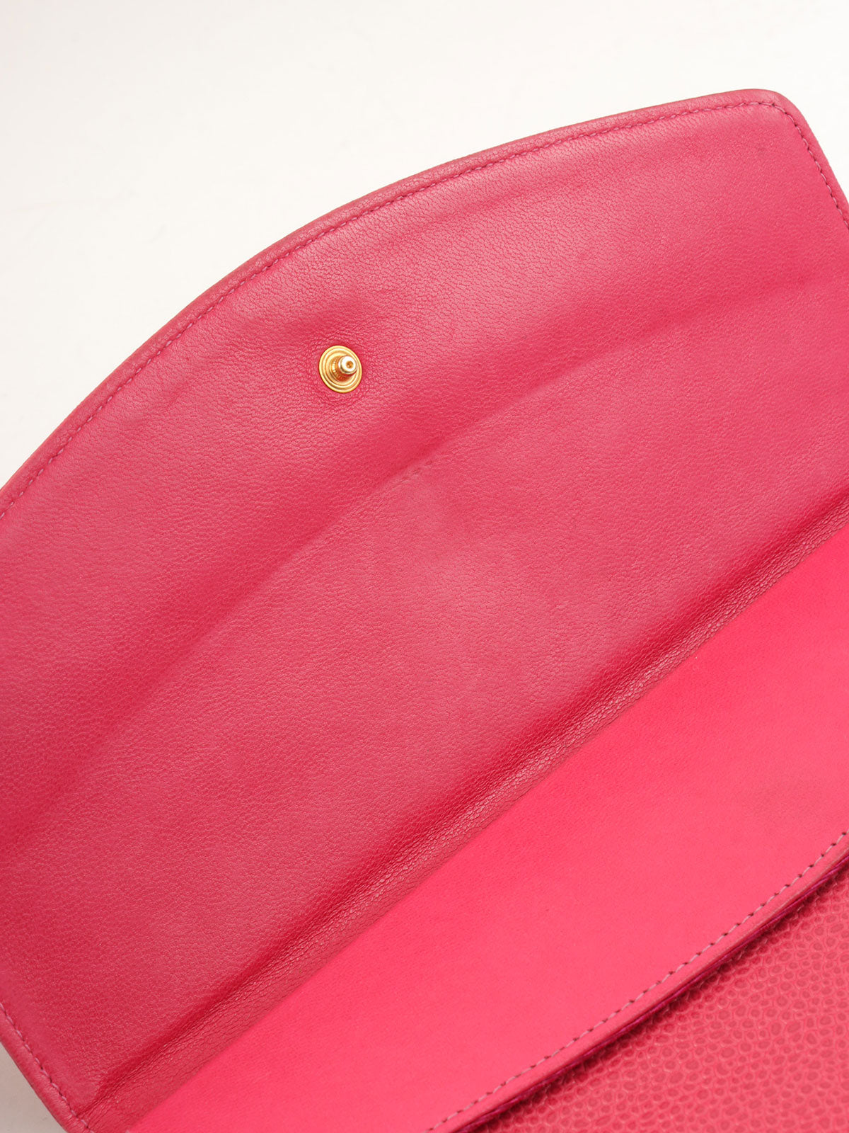 1997 Caviar Skin CC Mark Stitch Long Wallet in Fuchsia Pink