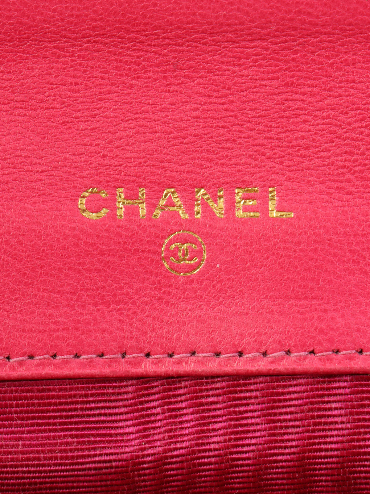 1997 Caviar Skin CC Mark Stitch Long Wallet in Fuchsia Pink