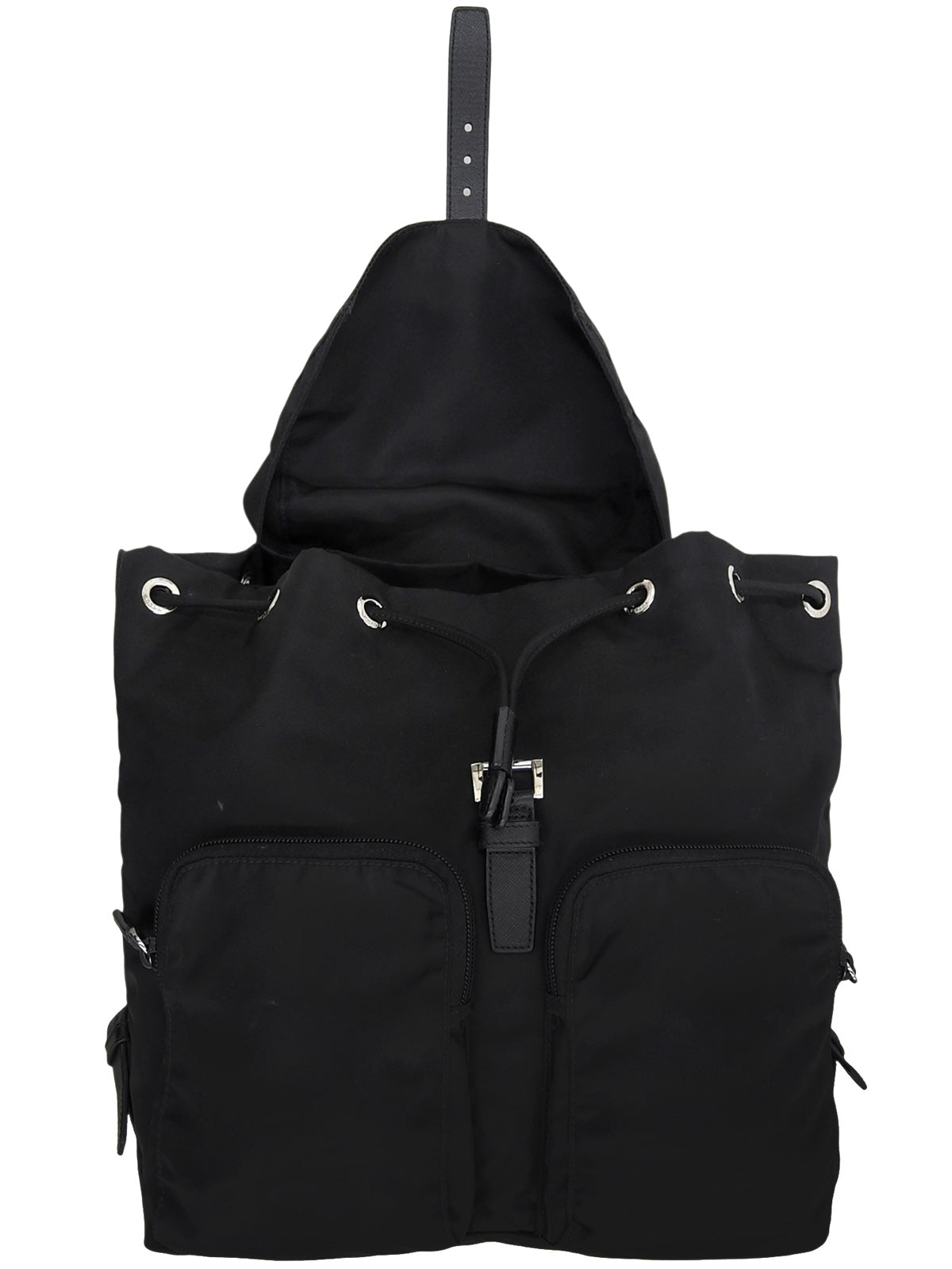 Nylon Logo Plate Backpack in Black