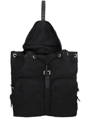 Nylon Logo Plate Backpack in Black