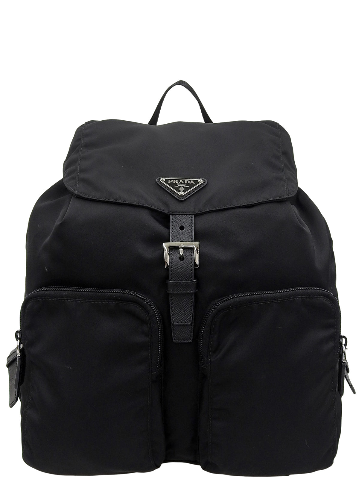 ナイロンロゴプレートバックパック ブラック