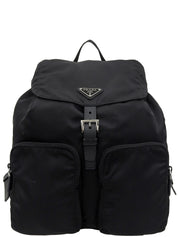 ナイロンロゴプレートバックパック ブラック