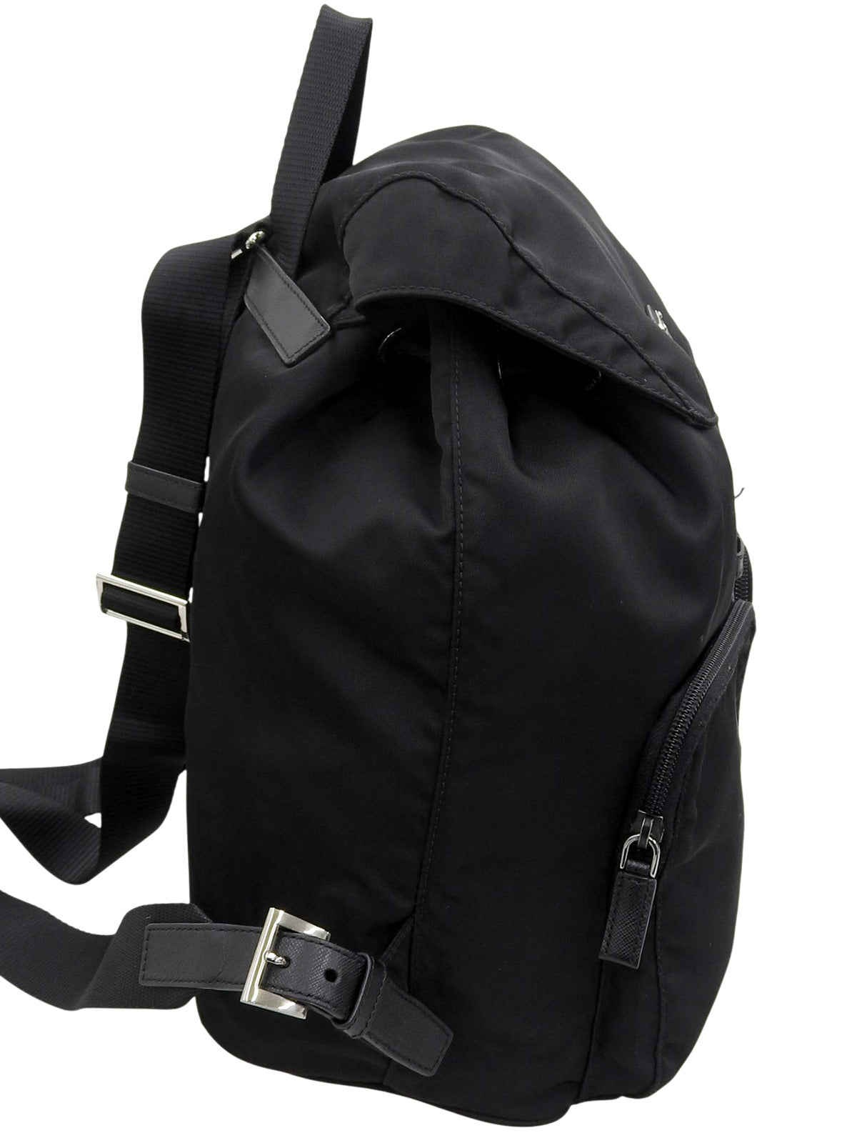 Nylon Logo Plate Backpack in Black