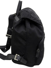 Nylon Logo Plate Backpack in Black