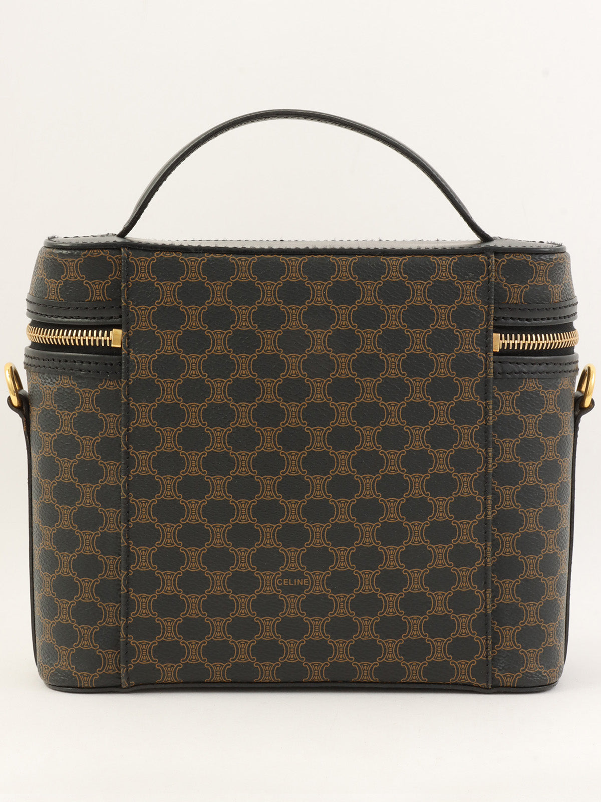 棕色/黑色 Macadam 图案圆形 Logo 两用化妆包