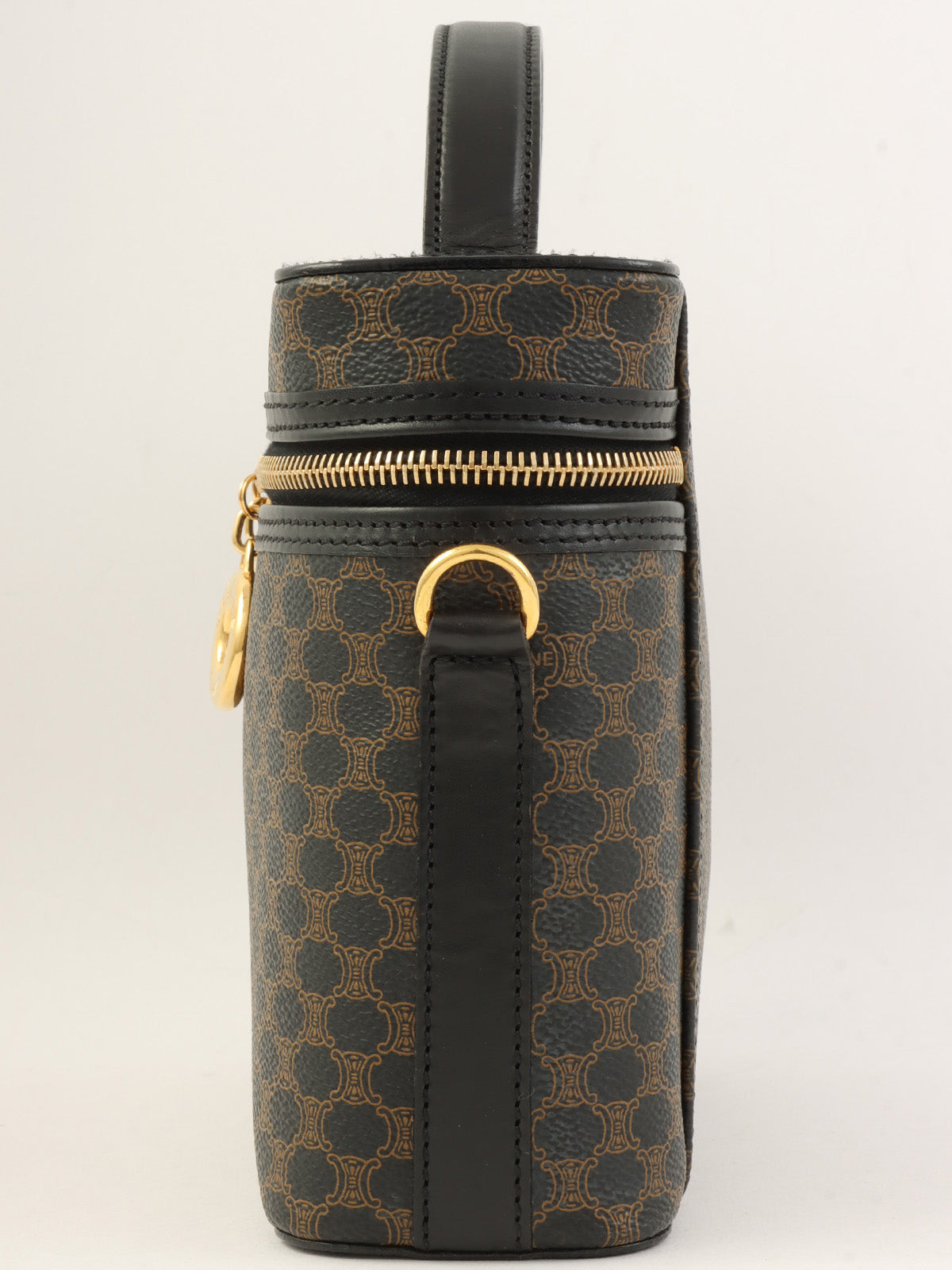 棕色/黑色 Macadam 图案圆形 Logo 两用化妆包