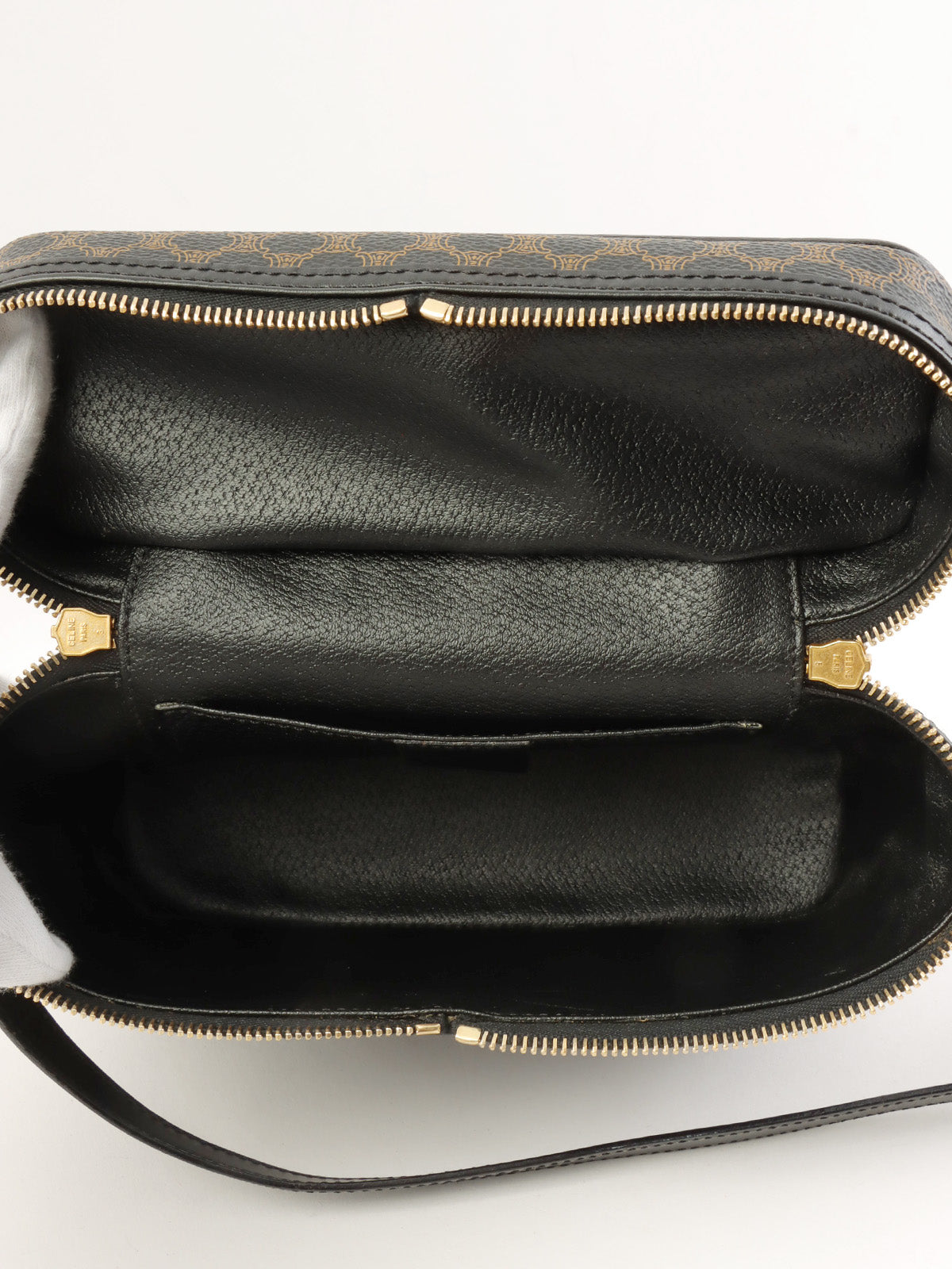 棕色/黑色 Macadam 图案圆形 Logo 两用化妆包