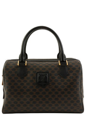 マカダムパターンロゴエンボスミニボストンバッグ ブラウン