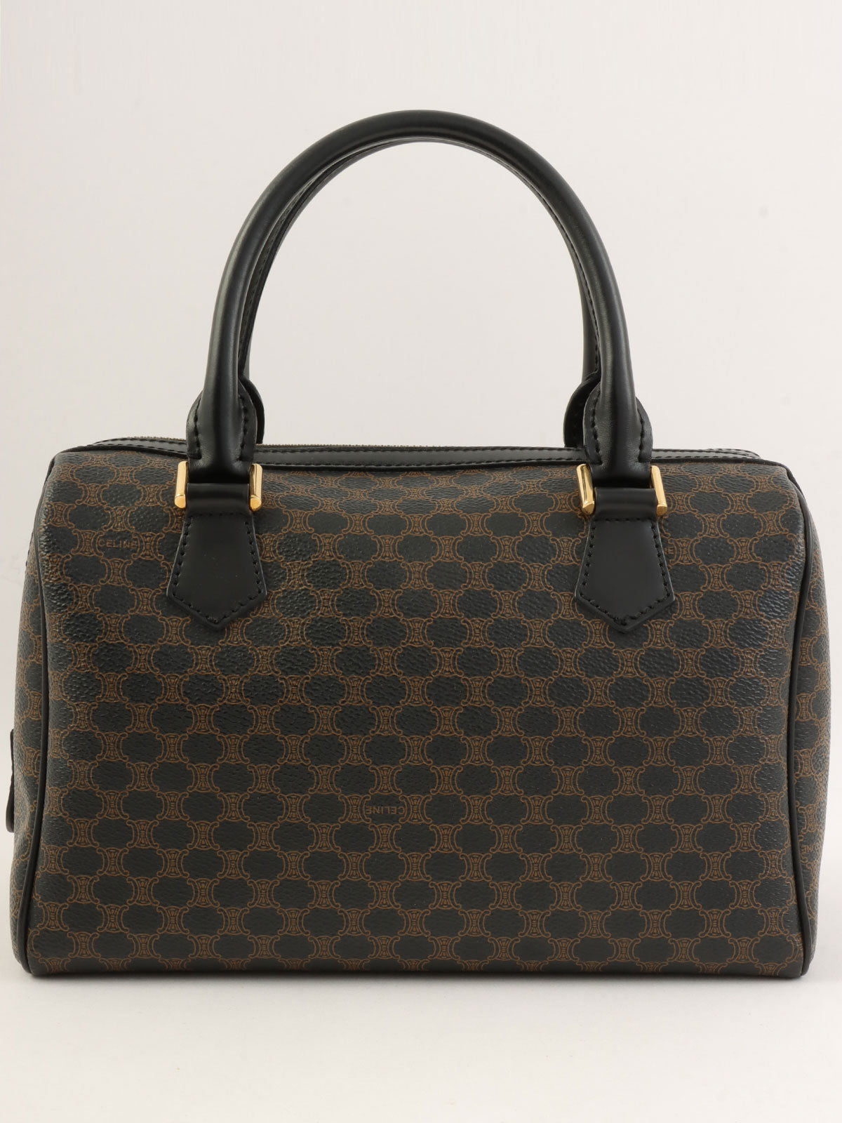 マカダムパターンロゴエンボスミニボストンバッグ ブラウン