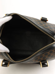 マカダムパターンロゴエンボスミニボストンバッグ ブラウン