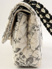 2009 velour flower pattern classic flap chain bag 25cm