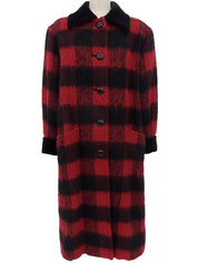 Check Pattern Long Coat in Red/Black