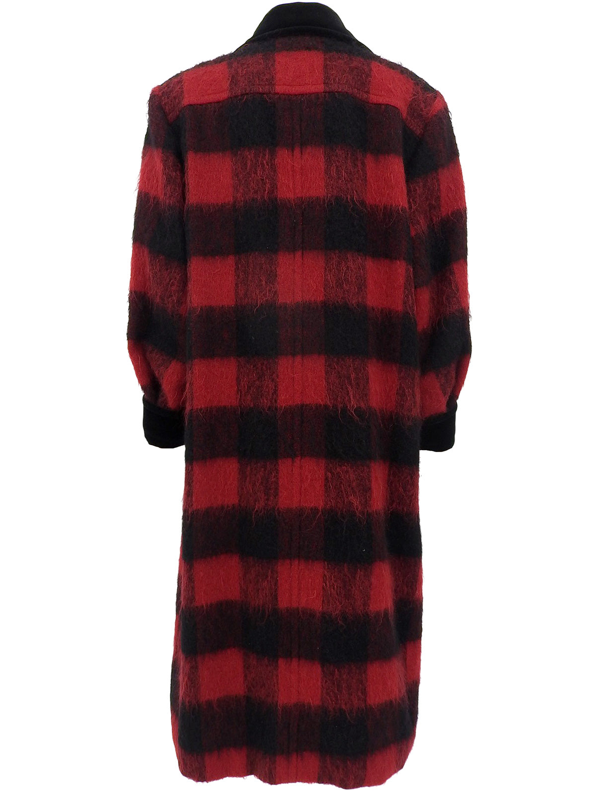 Check Pattern Long Coat in Red/Black