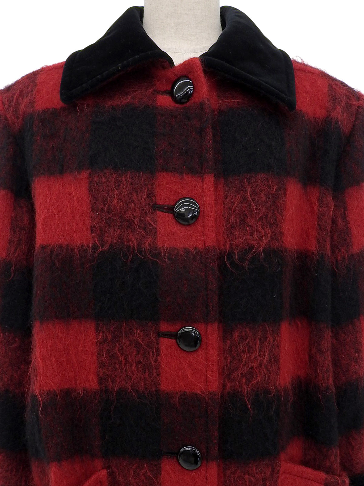 Check Pattern Long Coat in Red/Black