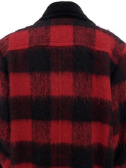 Check Pattern Long Coat in Red/Black