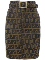 棕色 Zucca 图案半身裙