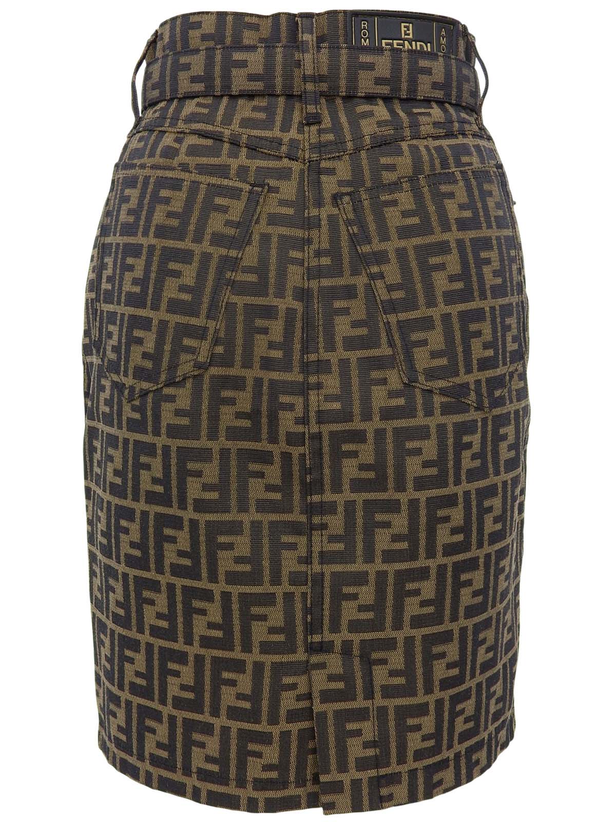 棕色 Zucca 图案半身裙