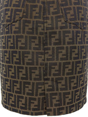 棕色 Zucca 图案半身裙