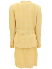 チェックパターンマカダムボタンセットアップ クリームイエロー