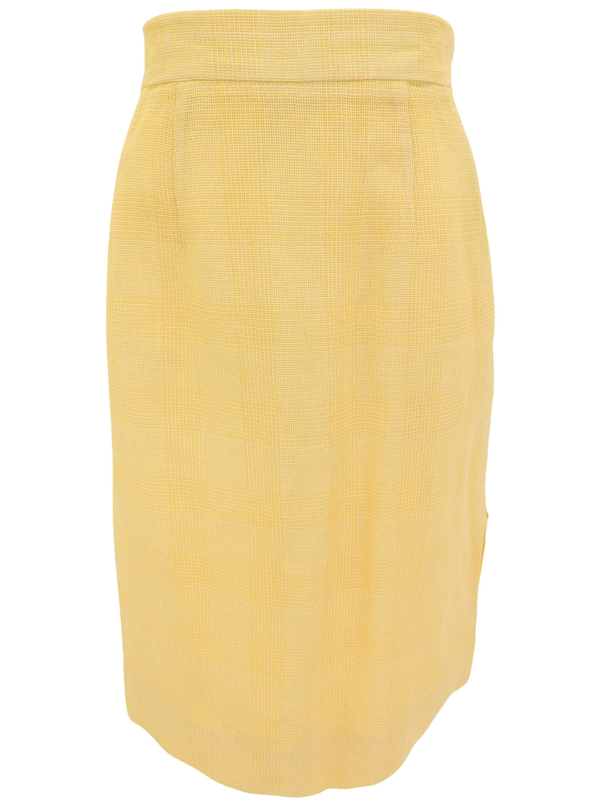 Check Pattern Macadam Button Set in Cream Yellow