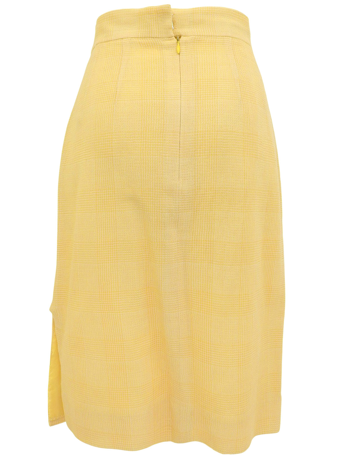 チェックパターンマカダムボタンセットアップ クリームイエロー