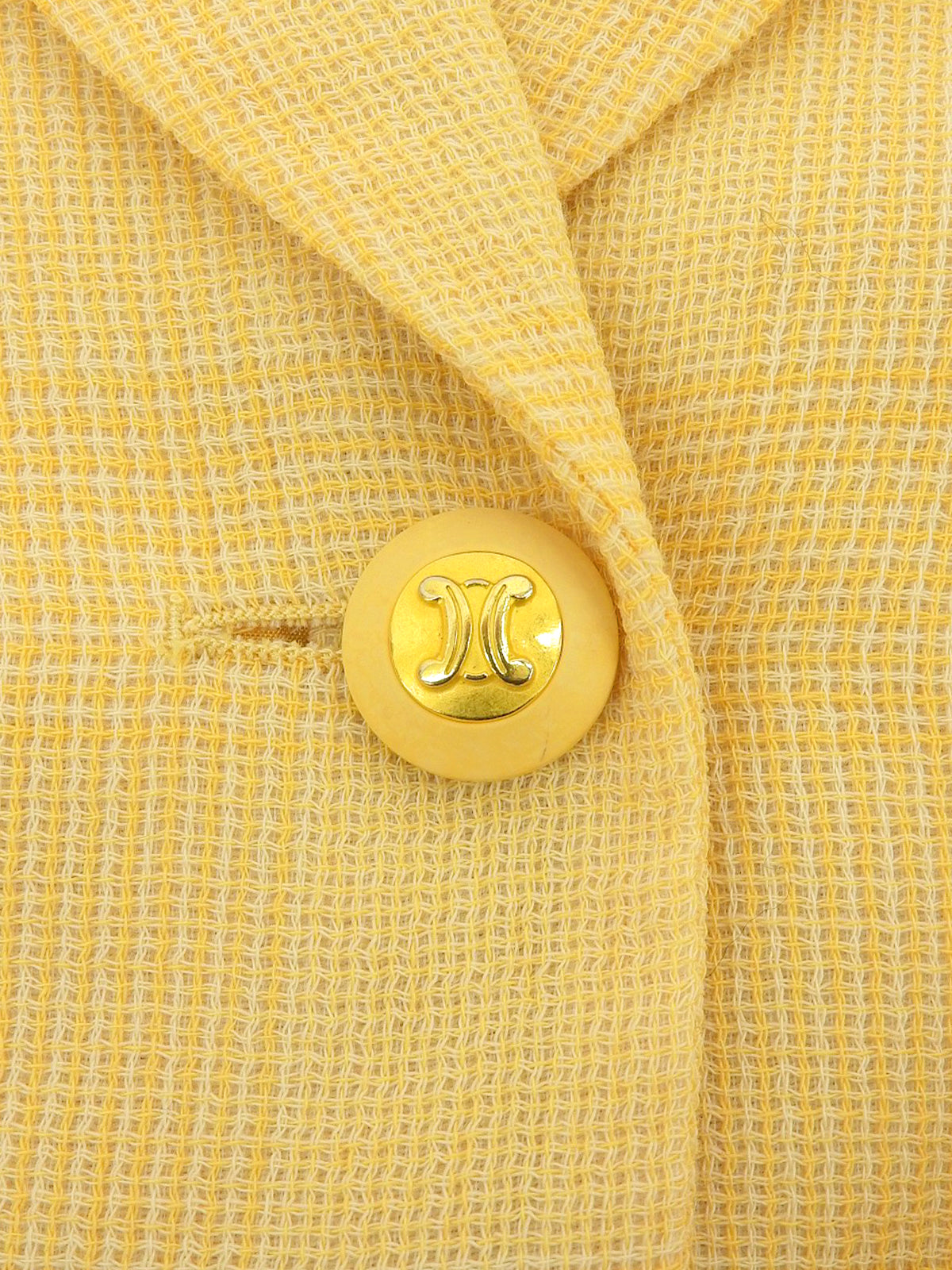 チェックパターンマカダムボタンセットアップ クリームイエロー