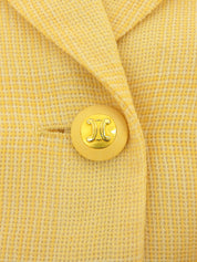 チェックパターンマカダムボタンセットアップ クリームイエロー