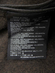 Mink fur trim check pattern duffle coat in navy/multi