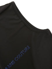 Rhinestone Logo Sleeveless Top in Black