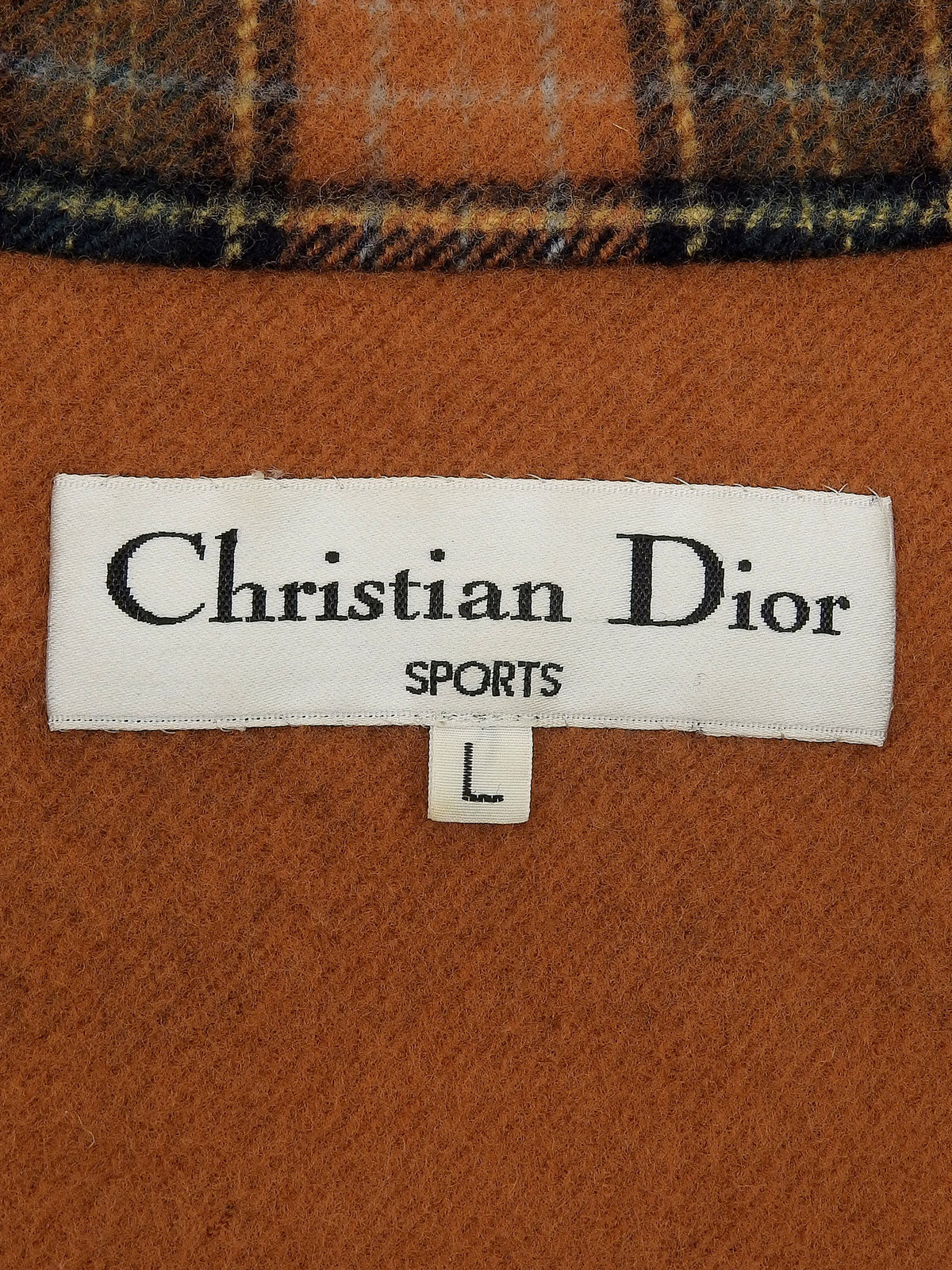 Wool check pattern coat in orange/green