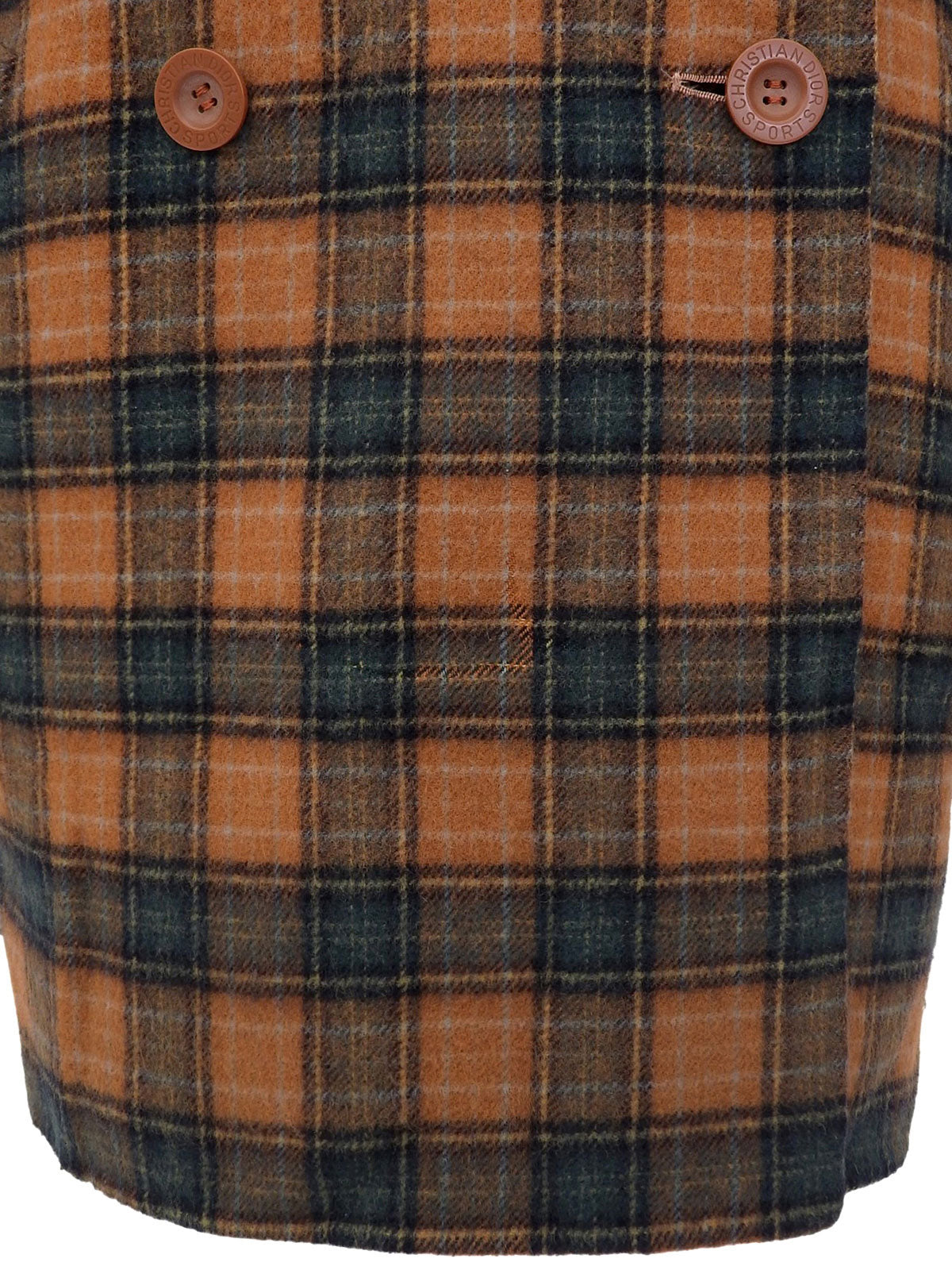 Wool check pattern coat in orange/green