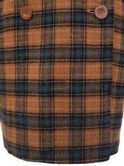 Wool check pattern coat in orange/green